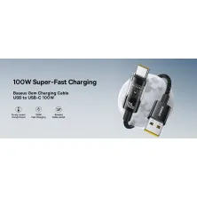Кабель Baseus Gem Series Fast Charging Data Cable USB to Type-C 100W 20V 5A 2m Черный