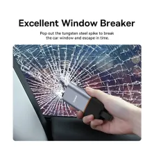 Аварийный молоток и нож для ремня автомобильный Baseus Sharp Tool Series Emergency Hammer Pro Черный