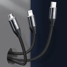Кабель Baseus Car Co-sharing Cable 3-in-1 Fast Charging Data Cable USB to Lightning+Type-C+MicroUSB 3.5А 1m Черный