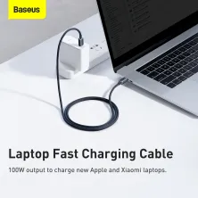 Кабель Baseus Crystal Shine Series Fast Charging Data Cable Type-C to Type-C 100W 20V 5A 1.2m Чорний