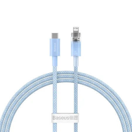 Кабель Baseus Explorer Series with Smart Temperature Control Fast Charging Data Cable Type-C to Lightning PD 20W 1m Блакитний