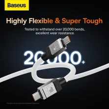 Кабель Baseus CoolPlay Series Fast Charging Data Cable Type-C to Type-C 100W 20V 5A 2m Білий