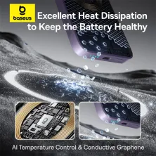 УМБ Baseus EnerFill FM11 Ultra-Mini Magnetic 2in1 10000mAh 22.5W 3A QC3.0+PD3.0 з Бездротовою зарядкою Qi 15W Фіолетовий