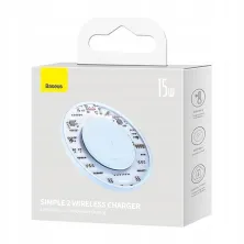 Бездротовий зарядний пристрій Baseus Simple 2 Wireless Charger з технологією Qi 15W Блакитний