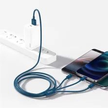 Кабель Baseus Superior Series 3-in-1 Fast Charging Data Cable USB to Lightning+Type-C+MicroUSB 3.5А 1.5m Синий