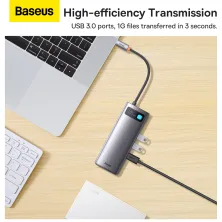 USB-хаб Baseus 7in1 Metal Gleam 7-Port Type-C HUB Adapter Type-C to USB3.0*3, Type-C(PD)*1, 4KHDMI*2, RJ45 Сірий