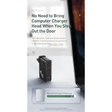 Сетевое зарядное устройство Baseus GaN 2in1 QC3.0+PD3.0 45W USB+Type-C 5A с функцией Павербанка 10000mAh + кабель Type-C 60W 20V/3A 1м Черный