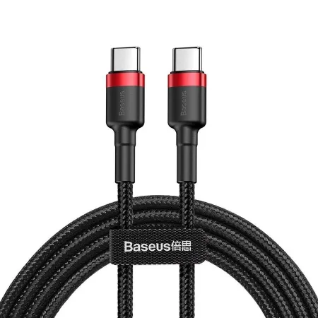 Кабель Baseus Cafule Flash Charging Data Line Cable Type-C to Type-C PD 2.0 QC 3.0 60W 20V 3A 2m Чорно-Червоний