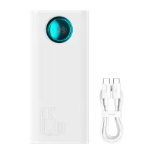 УМБ Baseus Amblight 26800mAh 65W 6A з технологією QC3.0+PD3.0 4USB+Type-C+ кабель Type-C to Type-C 100W 20V/5A 1м Білий