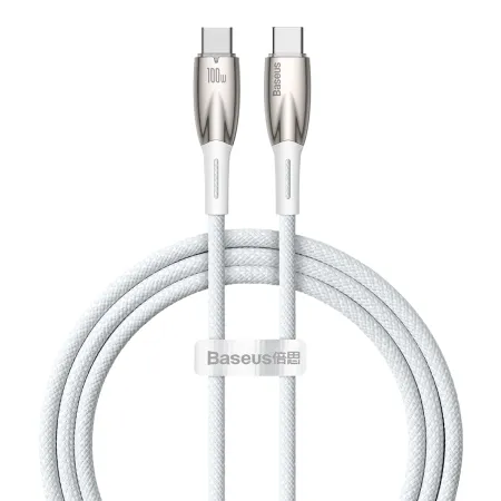 Кабель Baseus Glimmer Series Fast Charging Data Cable Type-C to Type-C 100W 20V 5A 1m Білий