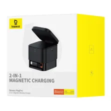 Бездротовий зарядний пристрій Baseus MagPro Series 2-in-1 Magnetic з функцією MagSafe і Qi2 20W та вбудованим кабелем Type-C Чорний