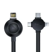 Кабель Baseus Star Ring Series 4-in-1 Wireless Charging Cable USB to Lightning+Type-C+MicroUSB+iWatch 3А 0.18m Чорний
