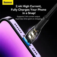 Кабель Baseus Glimmer Series Fast Charging Data Cable USB to Lightning 2.4A 2m Чорний