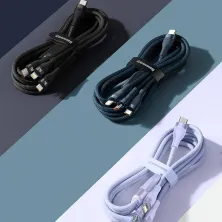 Кабель Baseus Flash Series 2 3-in-1 Fast Charging Data Cable Type-C to Lightning+Type-C+MicroUSB 100W 1.5m Фіолетовий