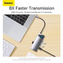 USB-хаб Baseus 4in1 Metal Gleam 4-Port Type-C HUB Adapter Type-C to USB3.0*4 Серый