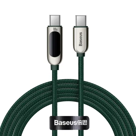 Кабель Baseus Display Series Fast Charging Data Cable Type-C to Type-C 100W 20V 5A 2m Зелений