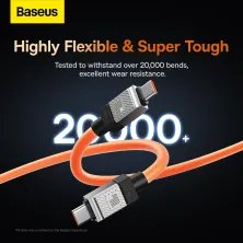 Кабель Baseus CoolPlay Series Fast Charging Data Cable Type-C to Type-C 100W 20V 5A 2m Помаранчевий