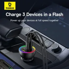 Автомобільний зарядний пристрій Baseus Multi-Port Fast Charge Car Charger 152.5W USB+2Type-C + Кабель Type-C to Type-C 100W 1м Чорний