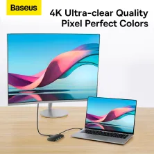 USB-хаб Baseus 5in1 Lite Series 5-Port Type-C HUB Adapter Type-C to USB3.0*3, Type-C(PD)*1, 4KHDMI Чорний