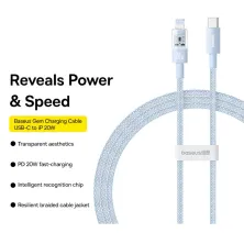 Кабель Baseus Gem Series Fast Charging Data Cable Type-C to Lightning PD 20W 2m Блакитний