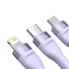 Кабель Baseus Flash Series 2 3-in-1 Fast Charging Data Cable USB to Lightning+Type-C+MicroUSB 100W 1.2m Фіолетовий