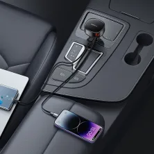 Автомобильное зарядное устройство Baseus Enjoyment Pro Retractable 55W USB и c встроенным кабелем Lightning  0.70м Черный
