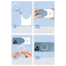 Магнитное кольцо Baseus Halo Series Magnetic Metal Ring с функцией Magsafe набор 2 штуки Серебристый