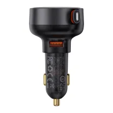 Автомобильное зарядное устройство Baseus Enjoyment Pro Retractable 55W USB и c встроенным кабелем Lightning  0.70м Черный