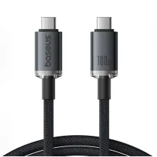 Кабель Baseus Crystal Shine USB3.2 Full Featured Fast Charging Data Cable Type-C to Type-C 100W 4K@60Hz 20Gbps 1.5m Чорний