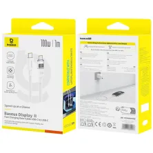 Кабель Baseus Display 2 Series Fast Charging Data Cable Type-C to Type-C 100W 20V 5A 1m Білий