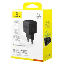 Мережевий зарядний пристрій Baseus Palm Fast Charger QC3.0+PD3.0 20W USB+Type-C 3A Чорний