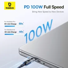 Кабель Baseus Display 2 Series Fast Charging Data Cable Type-C to Type-C 100W 20V 5A 1m Черный