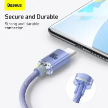 Кабель Baseus Crystal Shine Series Fast Charging Data Cable USB to Type-C 100W 20V 5A 2m Фіолетовий