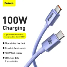 Кабель Baseus Crystal Shine Series Fast Charging Data Cable Type-C to Type-C 100W 20V 5A 1.2m Фіолетовий
