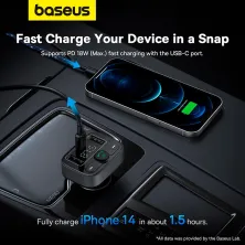 FM-трансмиттер Baseus S-09 Lite T-Typed FM Launcher MP3 Car Charger 2USB+Type-C 3.4A Черный