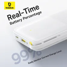 УМБ Baseus Bipow 2 with USB-C Cable 10000mAh 20W с технологией QC3.0+PD3.0 и Type-C кабелем 20W Белый