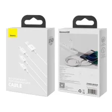 Кабель Baseus Superior Series 3-in-1 Fast Charging Data Cable USB to Lightning+Type-C+MicroUSB 3.5А 1.5m Белый