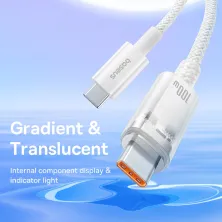 Кабель Baseus Explorer Series with Smart Temperature Control Fast Charging Data Cable Type-C to Type-C 100W 20V 5A 1m Белый