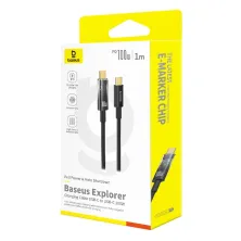 Кабель Baseus Explorer Series Auto Power-Off Fast Charging Data Cable Type-C to Type-C 100W 20V 5A 1m Черный