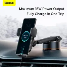 Беспроводное автомобильное зарядное устройство Baseus Wisdom Auto Alignment Car Mount Wireless Charger Suction Base с технологией Qi 15W Черный