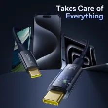 Кабель Baseus Explorer Series Auto Power-Off Fast Charging Data Cable Type-C to Type-C 100W 20V 5A 1m Синій