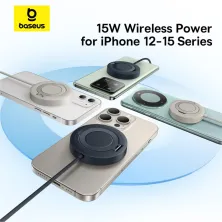 Бездротовий зарядний пристрій Baseus Simple Mini4 Magnetic с функцией MagSafe и Qi2 15W Прозорий