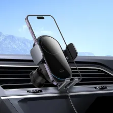 Беспроводное автомобильное зарядное устройство Baseus LightChaser Wireless Charging Electric Car Mount с технологией Qi 15W Черный