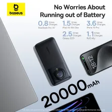 УМБ Baseus Free2Pull with Retractable Cable 20000mAh 65W с технологией QC3.0+PD3.0 и Type-C кабелем 60W Черный