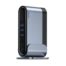 USB-хаб Baseus 16in1 Working Station Multifunctional HUB Adapter Type-C to USB3.0*3, USB2.0*2, SD, microSD, Type-C*2, 4KHDMI, VGA, AUX, RG45 Сірий