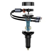 Автомобільний зарядний пристрій Baseus Enjoyment Pro Retractable 60W Type-C і з вбудованим кабелем 2-in-1 Type-C и Lightning  0.70м Чорний