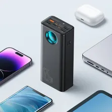 УМБ Baseus Amblight 26800mAh 65W 6A з технологією QC3.0+PD3.0 4USB+Type-C+ кабель Type-C to Type-C 100W 20V/5A 1м Чорний