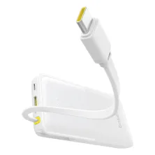 УМБ Baseus Bipow 2 with USB-C Cable 10000mAh 20W с технологией QC3.0+PD3.0 и Type-C кабелем 20W Белый