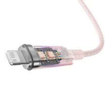Кабель Baseus Explorer Series with Smart Temperature Control Fast Charging Data Cable Type-C to Lightning PD 20W 1m Рожевий