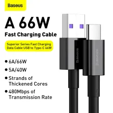 Кабель Baseus Superior Series Fast Charging Data Cable USB to Type-C 66W 11V 6A 1m Черный